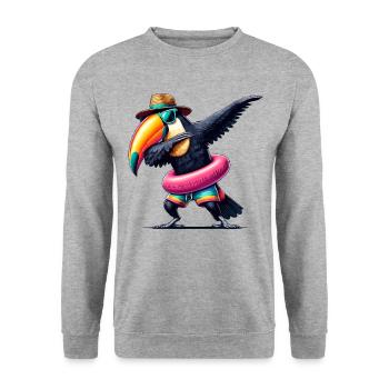 Tukan, Tropischer Vogel, Dabbing, Exotisch, Strand - Unisex Pullover - Weißgrau meliert - Vorne - Alina (178cm) & Michal (187cm)