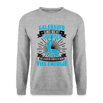Galabauer ist nicht chaotisch Landschaftsbauer - Unisex Pullover - Weißgrau meliert - Vorne - Alina (178cm) & Michal (187cm)