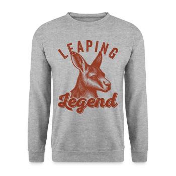 Leaping Legend KangarooRetro Vintage Woodcut Style - Unisex Sweatshirt - salt & pepper - Front - Alina (178cm) & Michal (187cm)