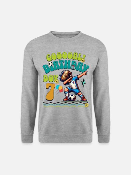 7. Geburtstag Fußball - Unisex Pullover - Weißgrau meliert