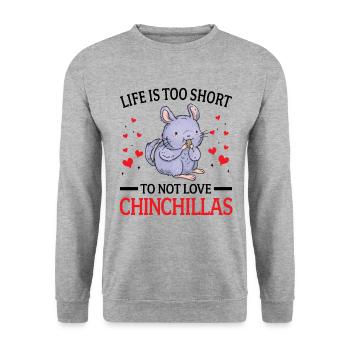 Chinchilla nicht lieben Nagetier Wollmaus - Unisex Pullover - Weißgrau meliert - Vorne - Alina (178cm) & Michal (187cm)