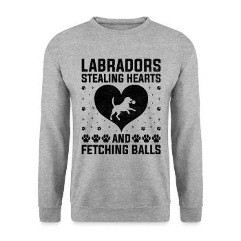 Labradors Stealing Hearts And Fetching Balls Lab R - Unisex Sweatshirt - salt & pepper - Front - Alina (178cm) & Michal (187cm)