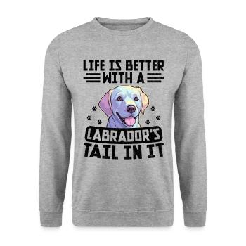 Das Leben Ist Besser Mit Dem Schwanz Eines Labradors Darin Labrad - Unisex Pullover - Weißgrau meliert - Vorne - Alina (178cm) & Michal (187cm)