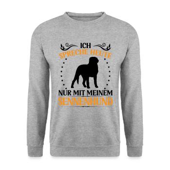Mountain Dog Ne parlez qu’à Swiss Mountain Dog - Sweat-shirt Unisexe - gris chiné - Devant - Alina (178cm) & Michal (187cm)