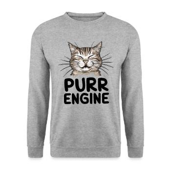Lustiger Katzenliebhaber Schnurrmotor für - Unisex Pullover - Weißgrau meliert - Vorne - Alina (178cm) & Michal (187cm)