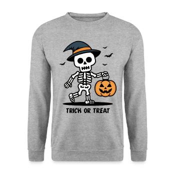 Cute Skeleton with Pumpkin Lantern Halloween - Unisex Sweatshirt - salt & pepper - Front - Alina (178cm) & Michal (187cm)