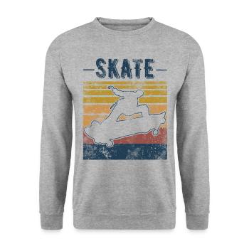 Skate Skater Skateboard - Unisex Pullover - Weißgrau meliert - Vorne - Alina (178cm) & Michal (187cm)