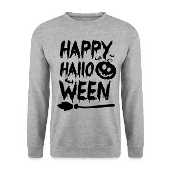 Halloween Lettering Happy Halloween - Unisex Sweatshirt - salt & pepper - Front - Alina (178cm) & Michal (187cm)