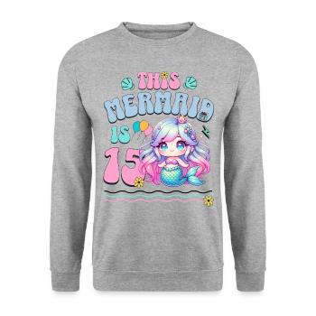 Sirène 15e anniversaire fille enfants - Sweat-shirt Unisexe - gris chiné - Devant - Alina (178cm) & Michal (187cm)