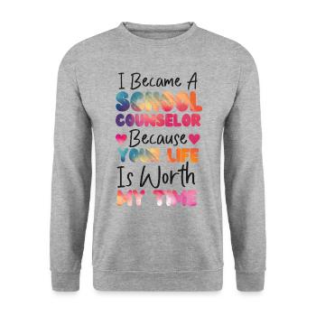 Conseillère d’école Aquarelle I - Sweat-shirt Unisexe - gris chiné - Devant - Alina (178cm) & Michal (187cm)