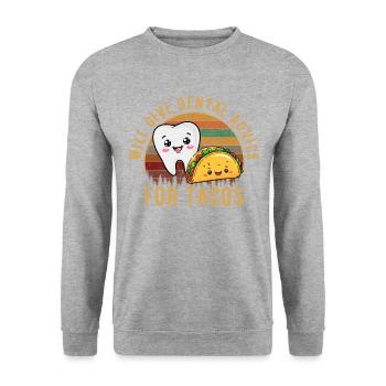 i will give dental advice for tacos, Dentist - Unisex Pullover - Weißgrau meliert - Vorne - Alina (178cm) & Michal (187cm)