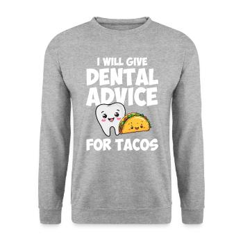 i will give dental advice for tacos, Dentist - Unisex Pullover - Weißgrau meliert - Vorne - Alina (178cm) & Michal (187cm)