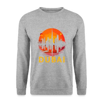 Dubai Skyline Arab Emirates - Unisex Pullover - Weißgrau meliert - Vorne - Alina (178cm) & Michal (187cm)