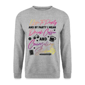 School Counselor Coffee I Like To - Unisex Pullover - Weißgrau meliert - Vorne - Alina (178cm) & Michal (187cm)