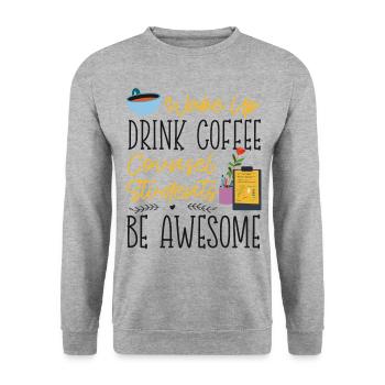 School Counselor Coffee Wake Up - Unisex Sweatshirt - salt & pepper - Front - Alina (178cm) & Michal (187cm)