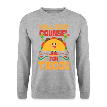 School Counselor Taco Will Give - Unisex Pullover - Weißgrau meliert - Vorne - Alina (178cm) & Michal (187cm)