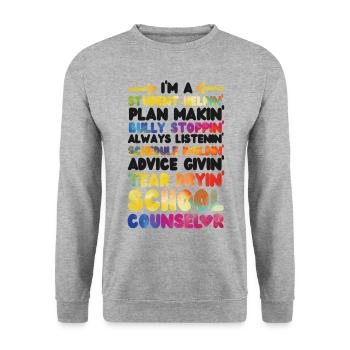 Conseillère scolaire Aquarelle Je suis A - Sweat-shirt Unisexe - gris chiné - Devant - Alina (178cm) & Michal (187cm)