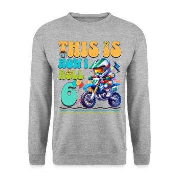 Motocross 6th Birthday - Unisex Sweatshirt - salt & pepper - Front - Alina (178cm) & Michal (187cm)