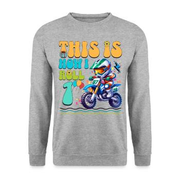 1er anniversaire de motocross - Sweat-shirt Unisexe - gris chiné - Devant - Alina (178cm) & Michal (187cm)
