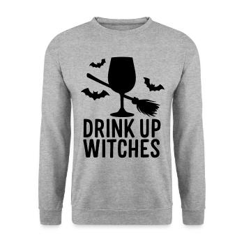 Halloween Witches Saying Drink Up Witches - Unisex Sweatshirt - salt & pepper - Front - Alina (178cm) & Michal (187cm)