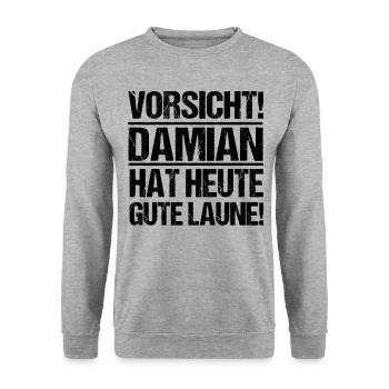 Prénom Damian - Sweat-shirt Unisexe - gris chiné - Devant - Alina (178cm) & Michal (187cm)