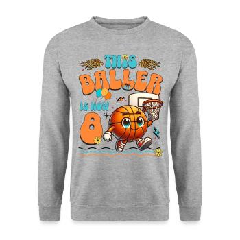 Basketball 8th Birthday Children's Birthday Party - Unisex Sweatshirt - salt & pepper - Front - Alina (178cm) & Michal (187cm)