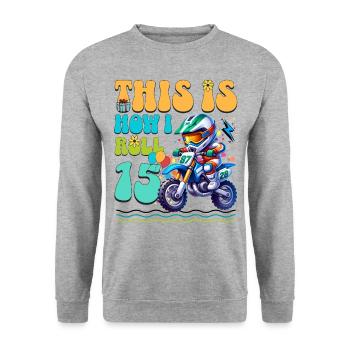 15e anniversaire de motocross - Sweat-shirt Unisexe - gris chiné - Devant - Alina (178cm) & Michal (187cm)