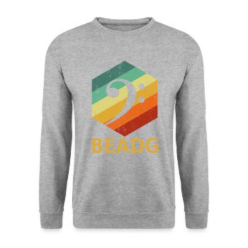 BEADG Bass Clef - Unisex Pullover - Weißgrau meliert - Vorne - Alina (178cm) & Michal (187cm)