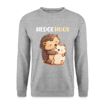 Hedgehugs Cute Hedgehog - Unisex Pullover - Weißgrau meliert - Vorne - Alina (178cm) & Michal (187cm)
