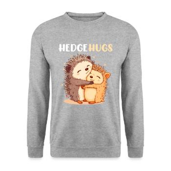 Hedgehugs Cute Hedgehog - Unisex Pullover - Weißgrau meliert - Vorne - Alina (178cm) & Michal (187cm)