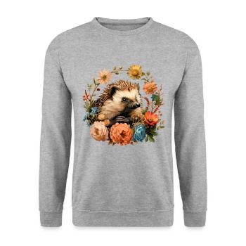 Hedgehugs Cute Hedgehog - Unisex Pullover - Weißgrau meliert - Vorne - Alina (178cm) & Michal (187cm)