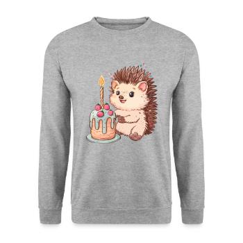 Hedgehugs Cute Hedgehog - Unisex Pullover - Weißgrau meliert - Vorne - Alina (178cm) & Michal (187cm)