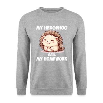 Hedgehugs Cute Hedgehog - Unisex Pullover - Weißgrau meliert - Vorne - Alina (178cm) & Michal (187cm)