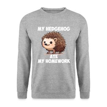 Hedgehugs Cute Hedgehog - Unisex Pullover - Weißgrau meliert - Vorne - Alina (178cm) & Michal (187cm)
