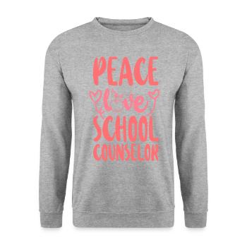 School Counselor Girl Peace Love - Unisex Sweatshirt - salt & pepper - Front - Alina (178cm) & Michal (187cm)