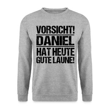 Prénom Daniel - Sweat-shirt Unisexe - gris chiné - Devant - Alina (178cm) & Michal (187cm)
