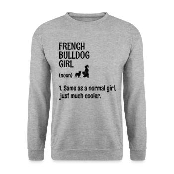 Bouledogue français fille identique à une fille normale juste Muc - Sweat-shirt Unisexe - gris chiné - Devant - Alina (178cm) & Michal (187cm)