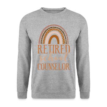 School Counselor Retired Rainbow - Unisex Pullover - Weißgrau meliert - Vorne - Alina (178cm) & Michal (187cm)