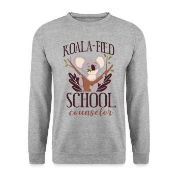 School Counselor Koala Koala-Fied - Unisex Pullover - Weißgrau meliert - Vorne - Alina (178cm) & Michal (187cm)