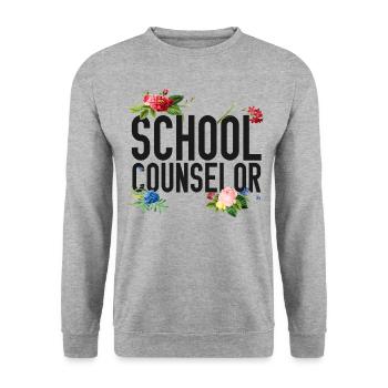 School Counselor Flower Floral - Unisex Pullover - Weißgrau meliert - Vorne - Alina (178cm) & Michal (187cm)