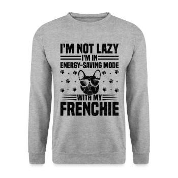 Je ne suis pas paresseux Je suis en mode économie d’énergie avec mon fre - Sweat-shirt Unisexe - gris chiné - Devant - Alina (178cm) & Michal (187cm)