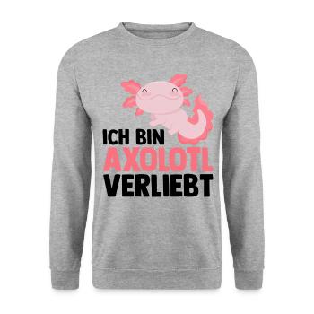 Axolotl - Unisex Pullover - Weißgrau meliert - Vorne - Alina (178cm) & Michal (187cm)