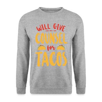 School Counselor Taco Will Give - Unisex Pullover - Weißgrau meliert - Vorne - Alina (178cm) & Michal (187cm)
