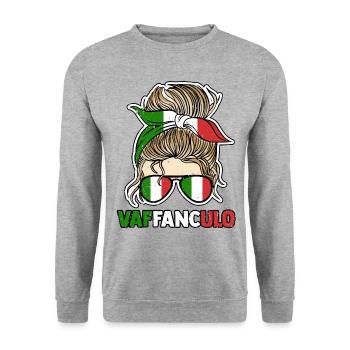 Italien Italiener Vaffanculo - Unisex Pullover - Weißgrau meliert - Vorne - Alina (178cm) & Michal (187cm)