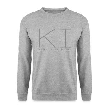 AI - No Intelligence - Unisex Sweatshirt - salt & pepper - Front - Alina (178cm) & Michal (187cm)