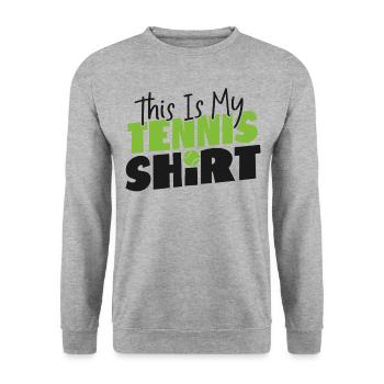 Drôle de raquette de joueur de tennis c’est - Sweat-shirt Unisexe - gris chiné - Devant - Alina (178cm) & Michal (187cm)