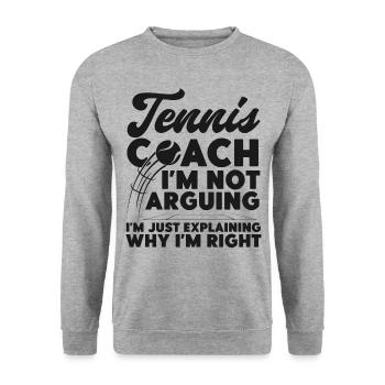 Funny Tennis Player Racket Tennis - Unisex Sweatshirt - salt & pepper - Front - Alina (178cm) & Michal (187cm)