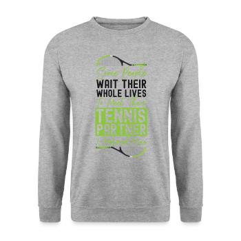 Funny Tennis Player Racket Husband - Unisex Sweatshirt - salt & pepper - Front - Alina (178cm) & Michal (187cm)