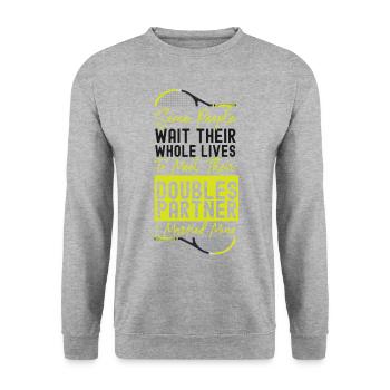 Funny Tennis Player Racket Husband - Unisex Sweatshirt - salt & pepper - Front - Alina (178cm) & Michal (187cm)