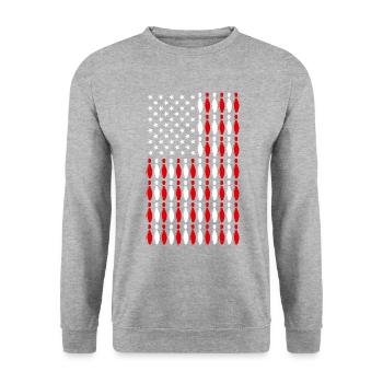 bowling american flag bowling - Unisex Pullover - Weißgrau meliert - Vorne - Alina (178cm) & Michal (187cm)